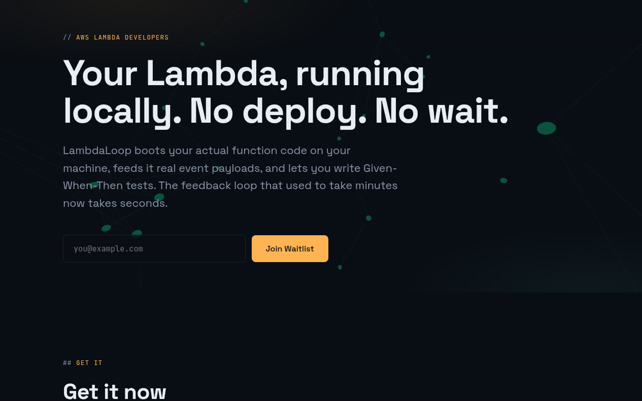 LambdaLoop homepage preview